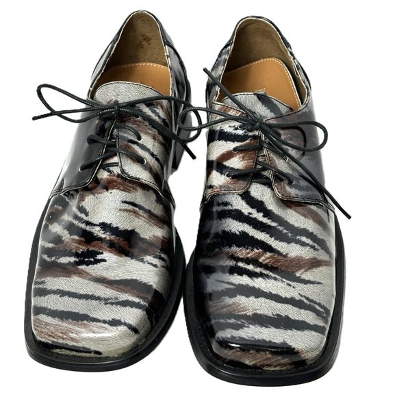 Vintage Zebra Zoot  Silver Brwn/Blk   Oxford Formal Dress Shoe Rare OOAK NWOT - Picture 4 of 12